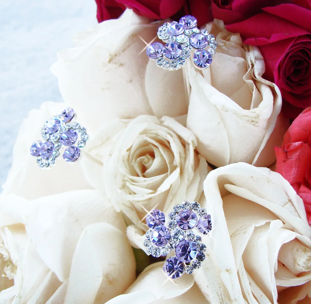 Tanzanite Crystal Swirl Bouquet Jewelry – Wedding Bridal Bouquet Accents - Image 3 | Lily's Pad Studio