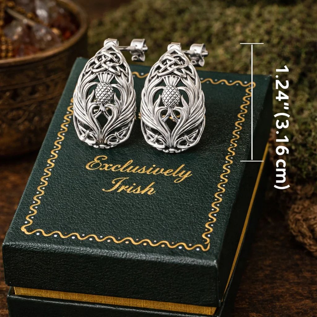 Teardrop Celtic Knotwork Post Earrings with Thistle Motif – Sterling Irish Heritage Jewelry | Lily's Pad Studio