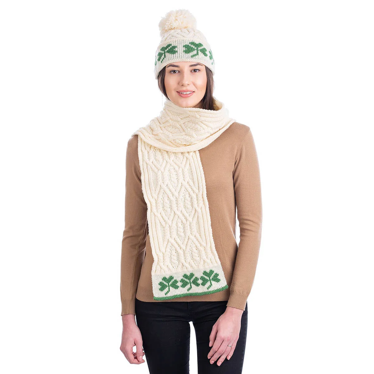 Tree of Life Aran Wool Scarf - Image 1 | Lily's Pad Studio