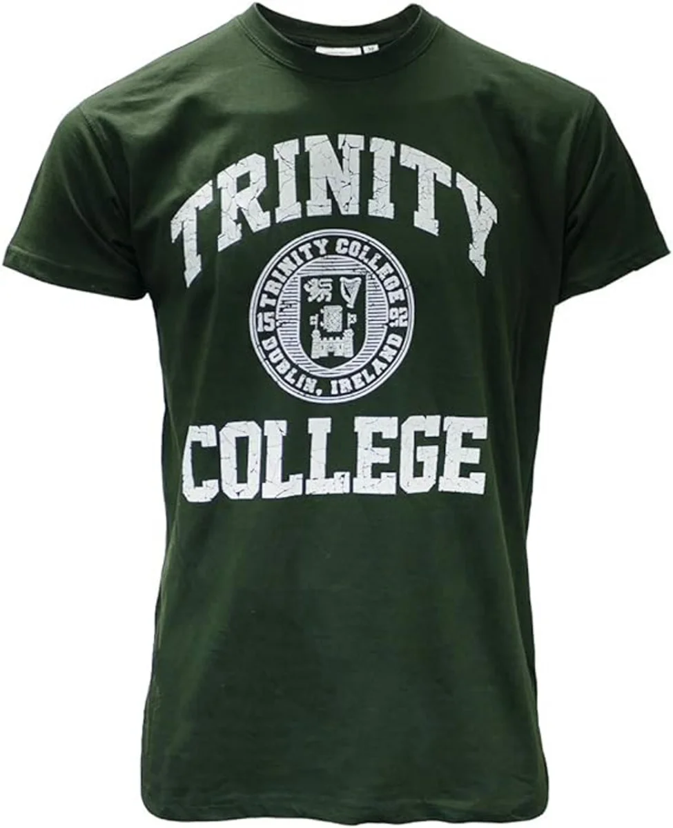 Trinity College Crest T-Shirt Green 100% Cotton - Image 1 | Lily's Pad Studio