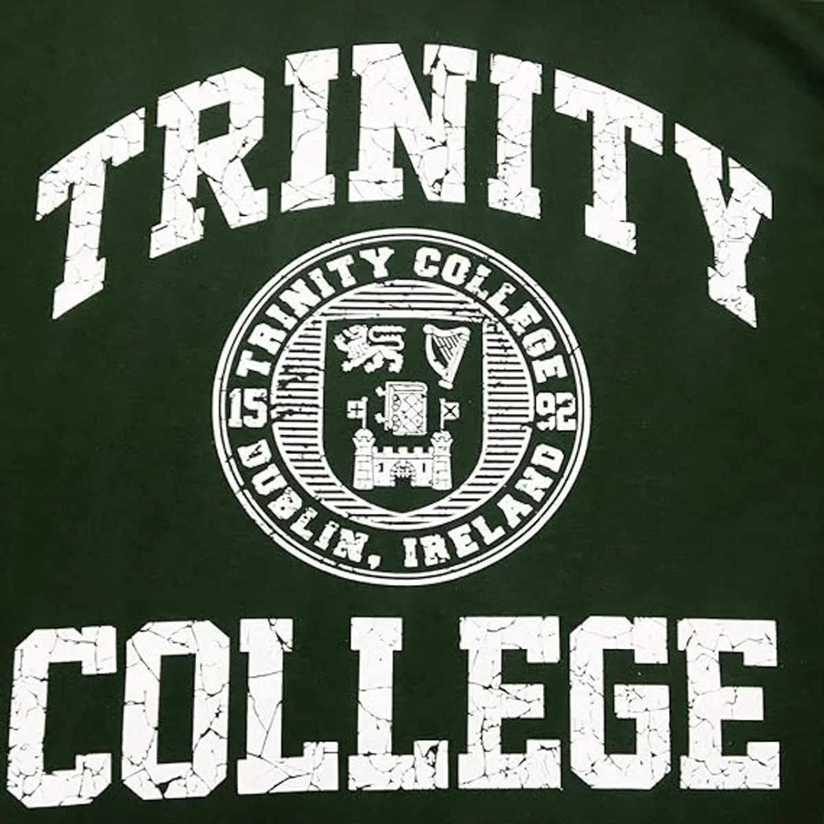 Trinity College Crest T-Shirt Green 100% Cotton - Image 2 | Lily's Pad Studio
