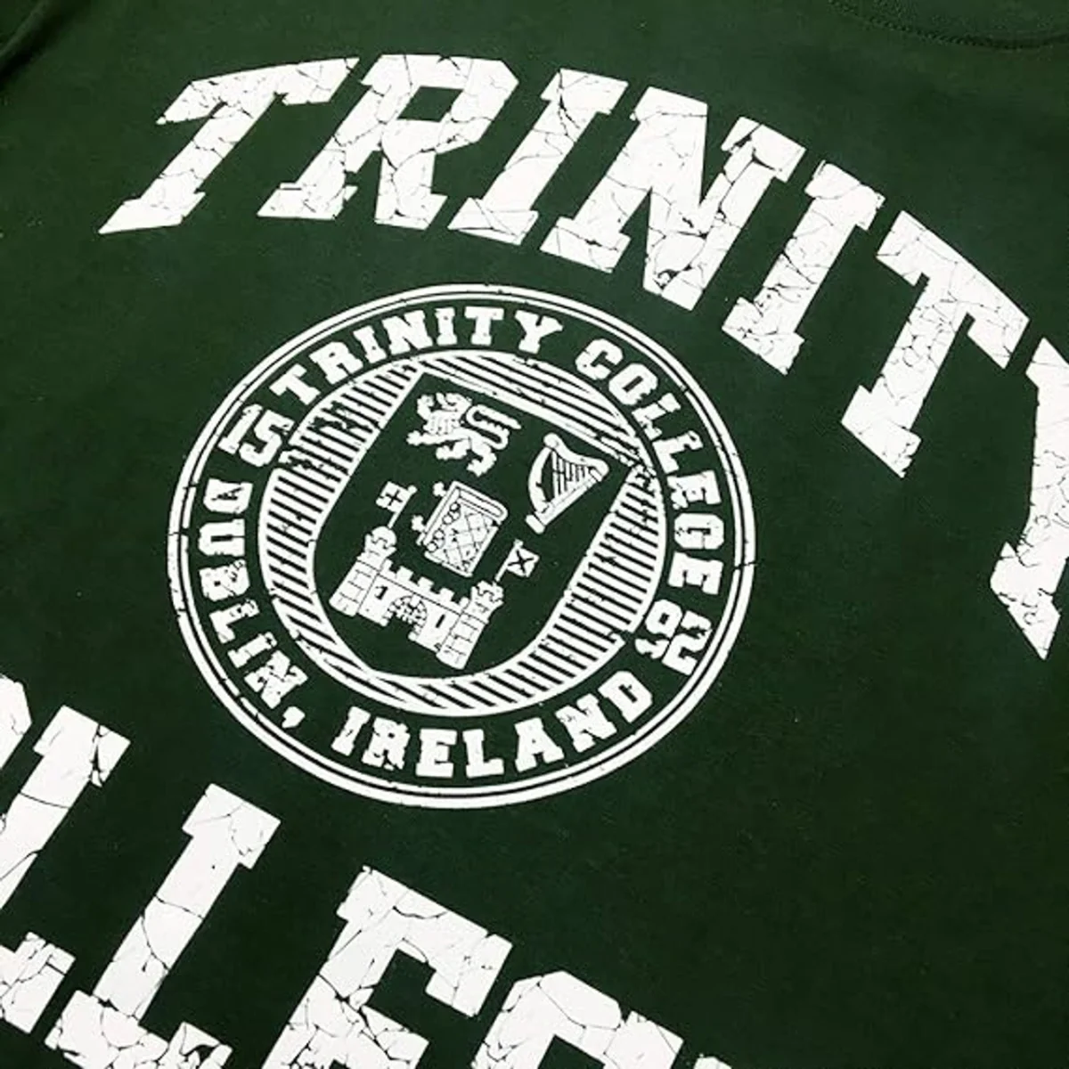 Trinity College Crest T-Shirt Green 100% Cotton - Image 3 | Lily's Pad Studio