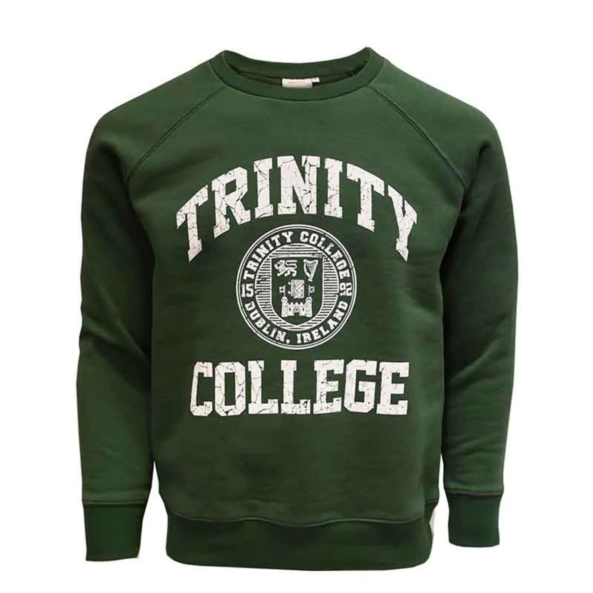 Trinity College Seal Sweatshirt Bottle Green and White - Image 1 | Lily's Pad Studio