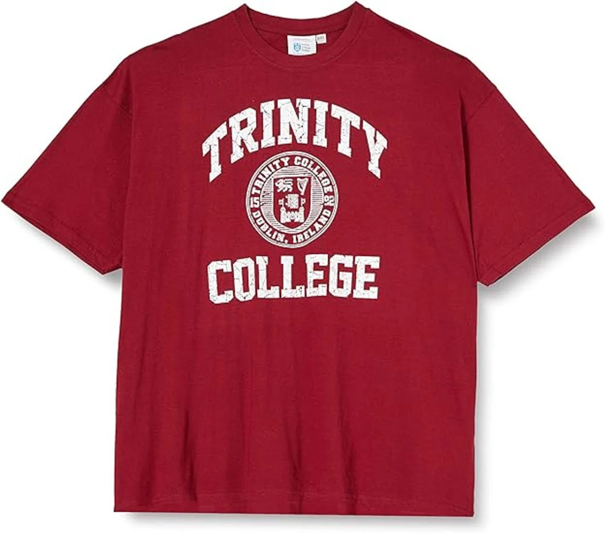 Trinity College Seal Tee Burgundy/White 100% Cotton - Image 1 | Lily's Pad Studio