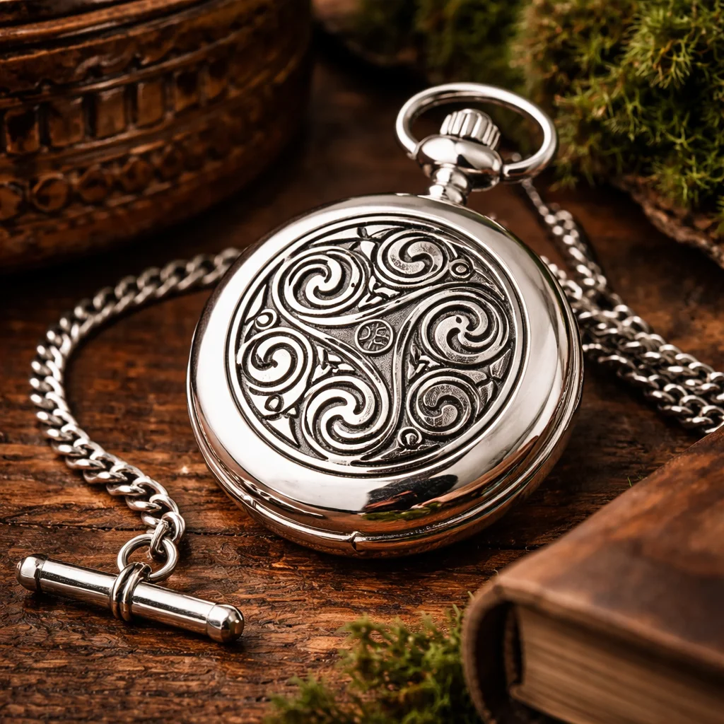Triple Swirl Celtic Pocket Watch – Irish Celtic Pocket Watch | Lily's Pad Studio