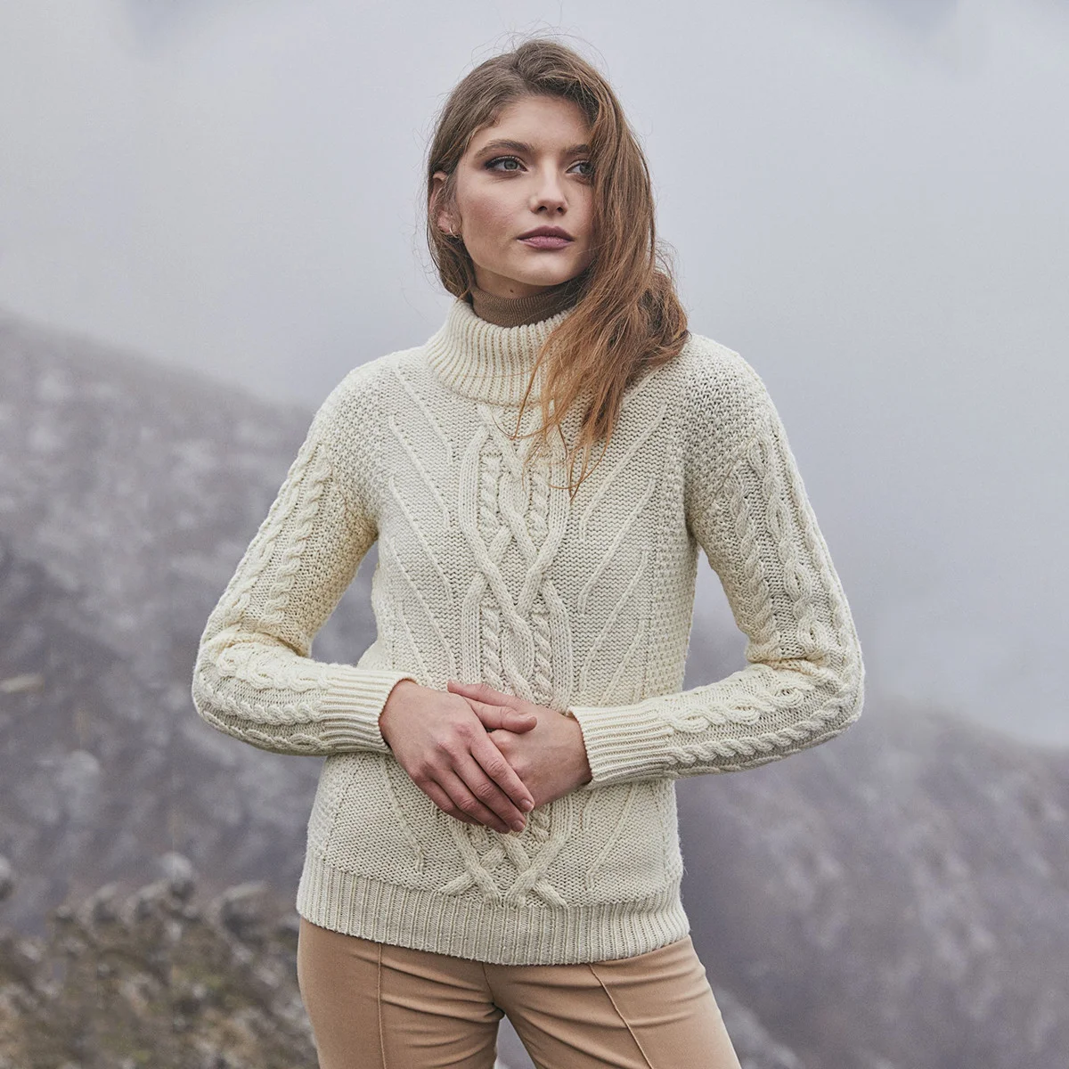 Turtle Neck Cable Sweater - Image 1 | Lily's Pad Studio