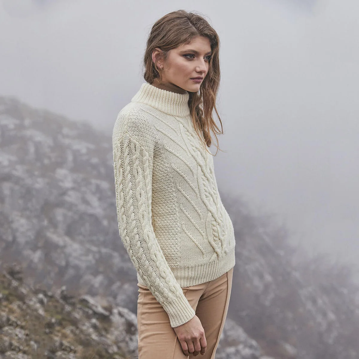 Turtle Neck Cable Sweater - Image 2 | Lily's Pad Studio