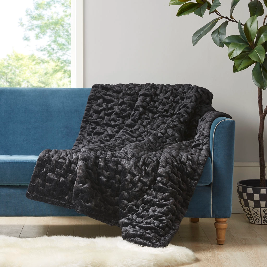 Ultra-Soft Faux Fur Throw Blanket 50" x 60" – Reversible Faux Mink, Cozy Warm Machine Washable | Lily's Pad Studio