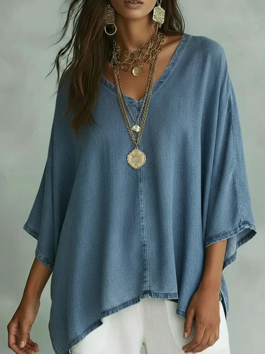 V-Neck Batwing Sleeve T-Shirt | Lily's Pad Studio