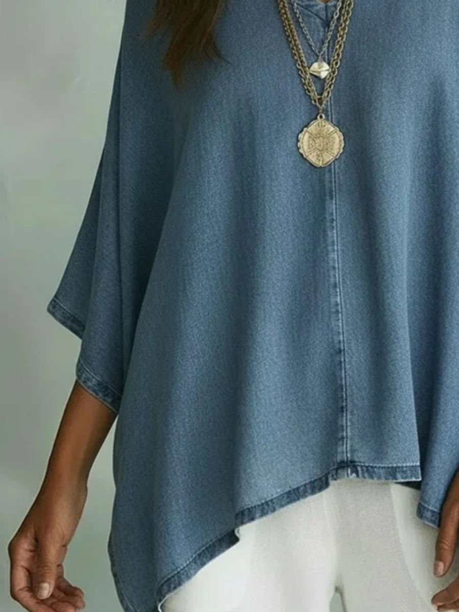 V-Neck Batwing Sleeve T-Shirt - Image 2 | Lily's Pad Studio
