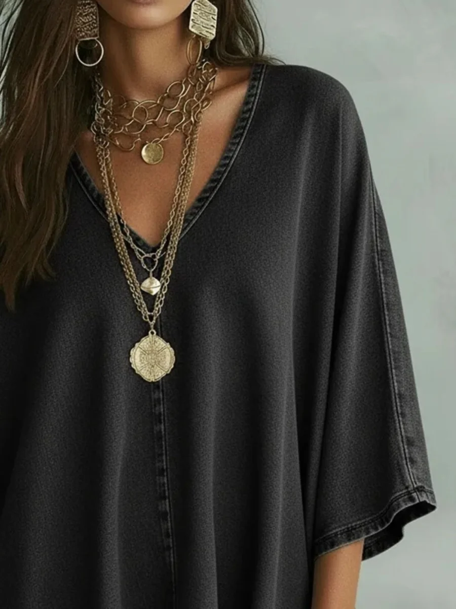 V-Neck Batwing Sleeve T-Shirt - Image 4 | Lily's Pad Studio