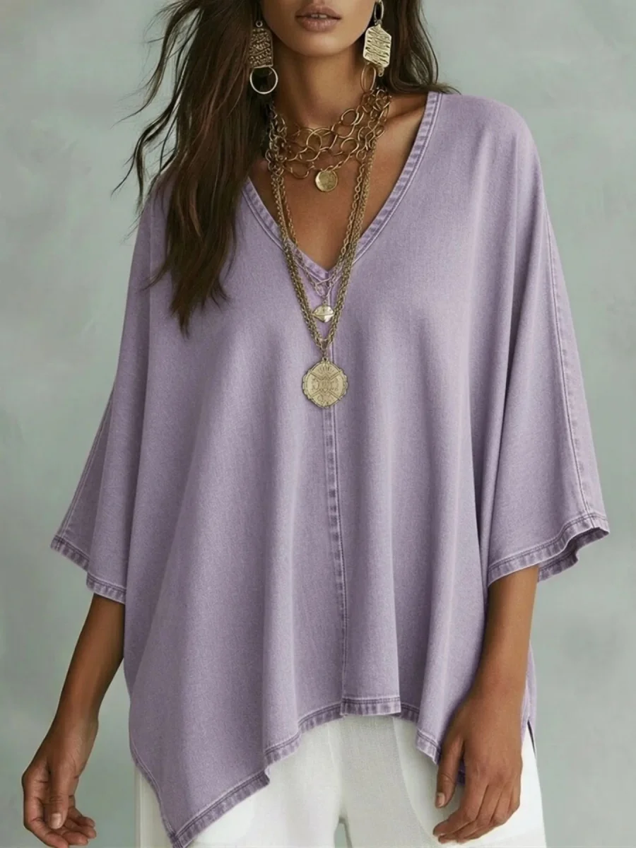 V-Neck Batwing Sleeve T-Shirt - Image 5 | Lily's Pad Studio