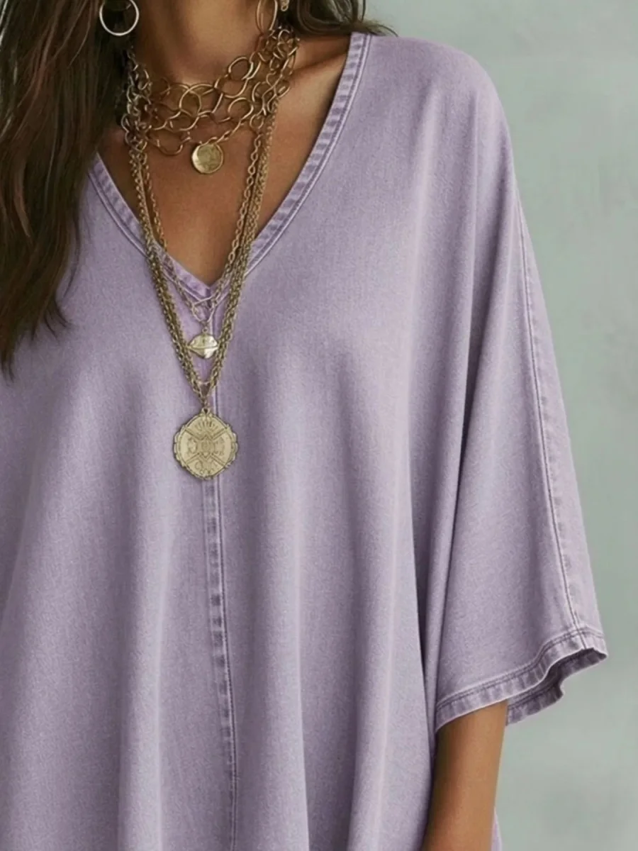 V-Neck Batwing Sleeve T-Shirt - Image 6 | Lily's Pad Studio