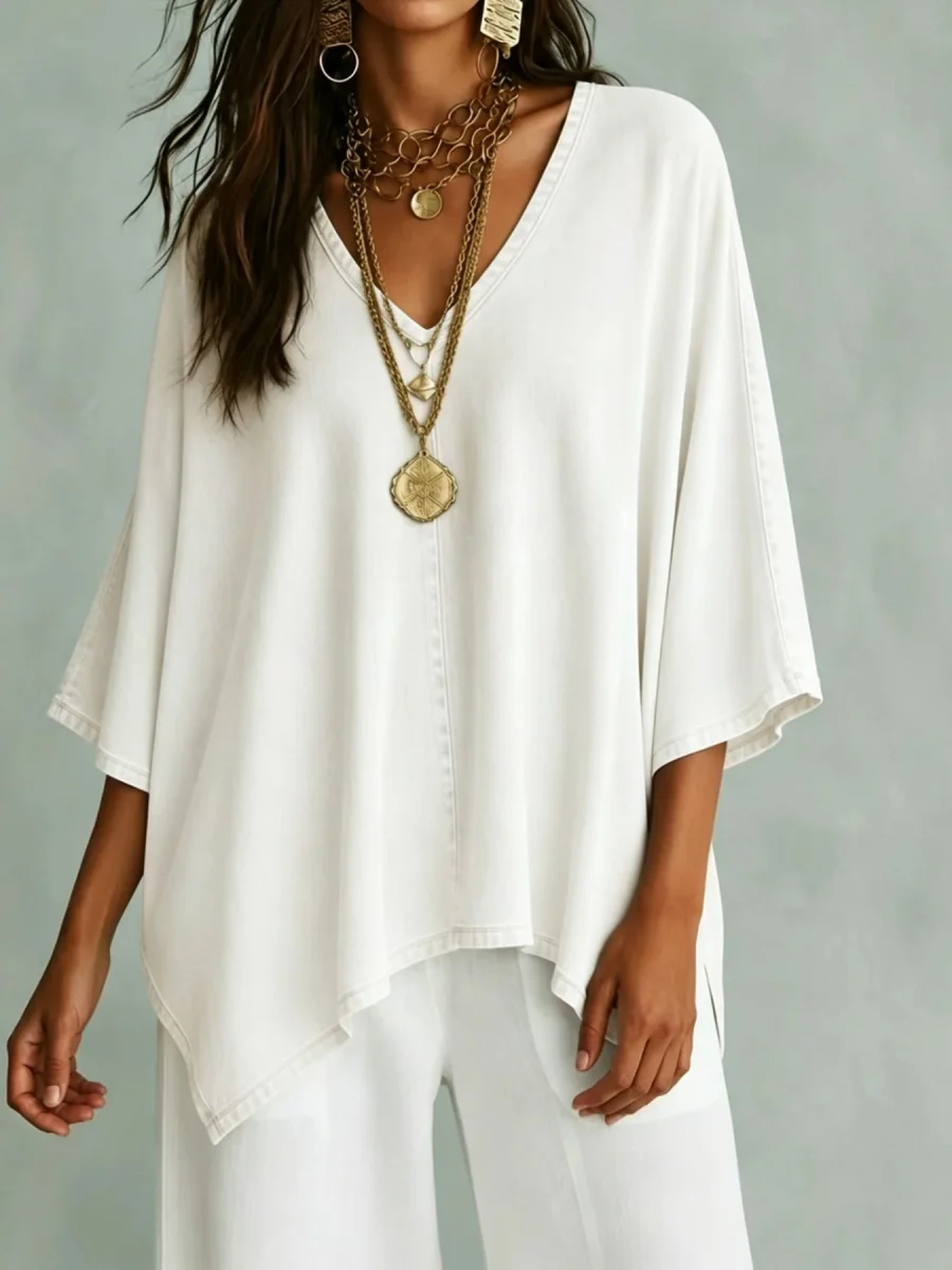 V-Neck Batwing Sleeve T-Shirt - Image 8 | Lily's Pad Studio
