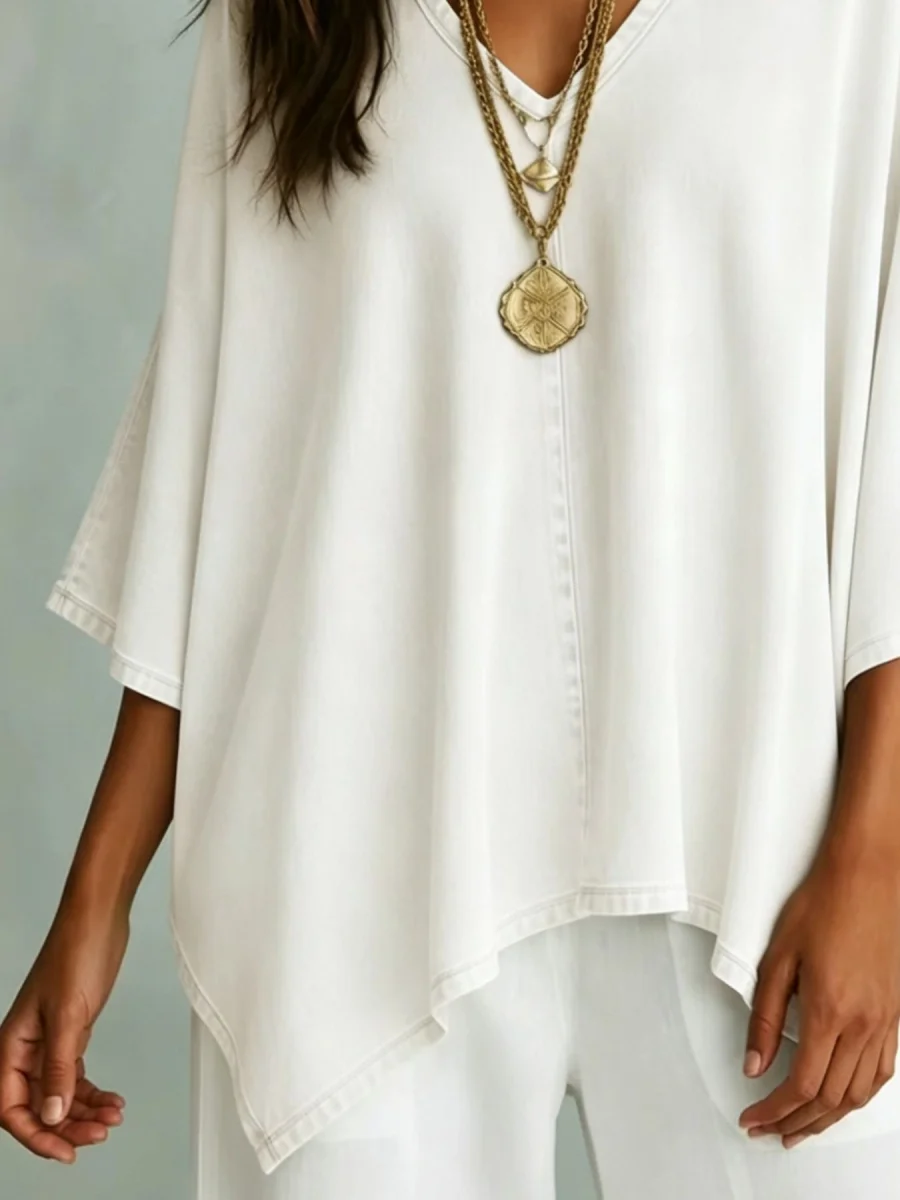 V-Neck Batwing Sleeve T-Shirt - Image 9 | Lily's Pad Studio