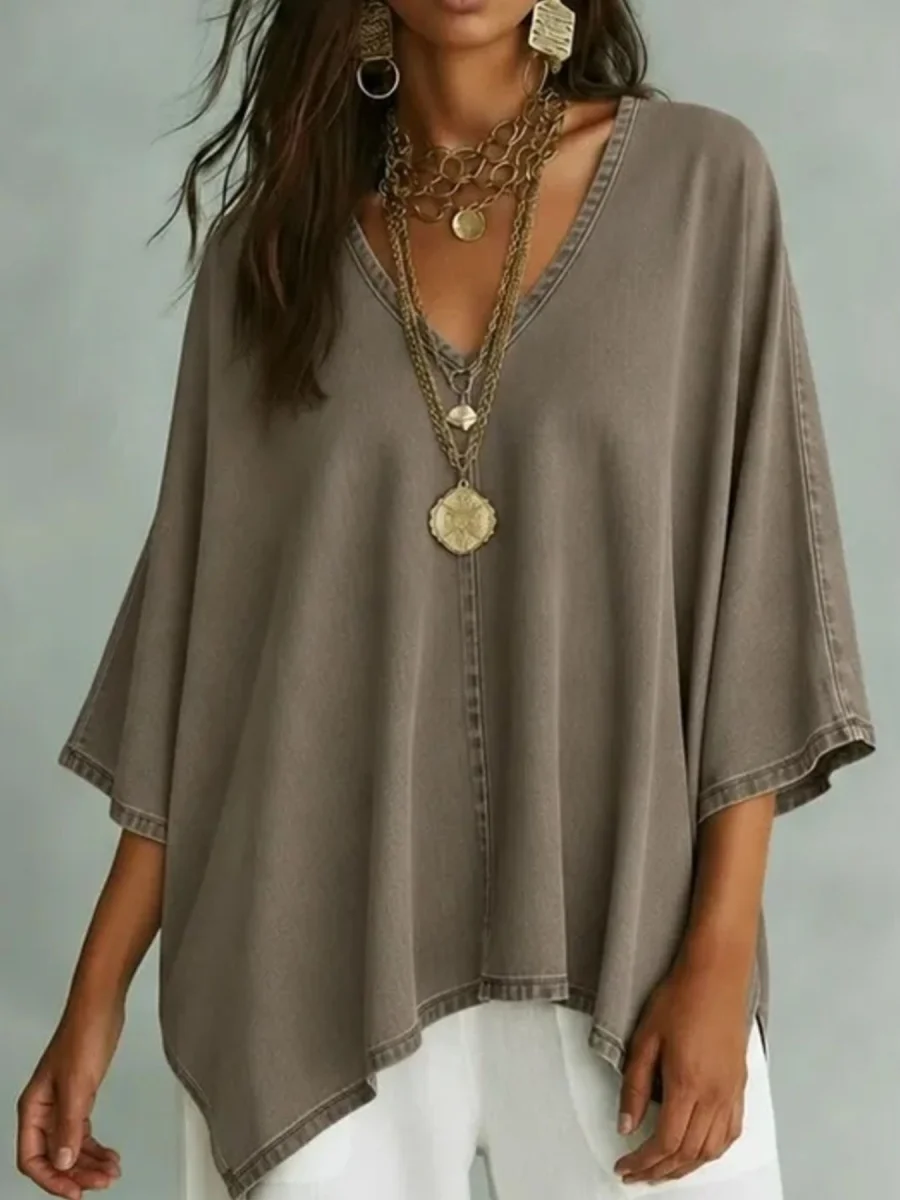 V-Neck Batwing Sleeve T-Shirt - Image 11 | Lily's Pad Studio