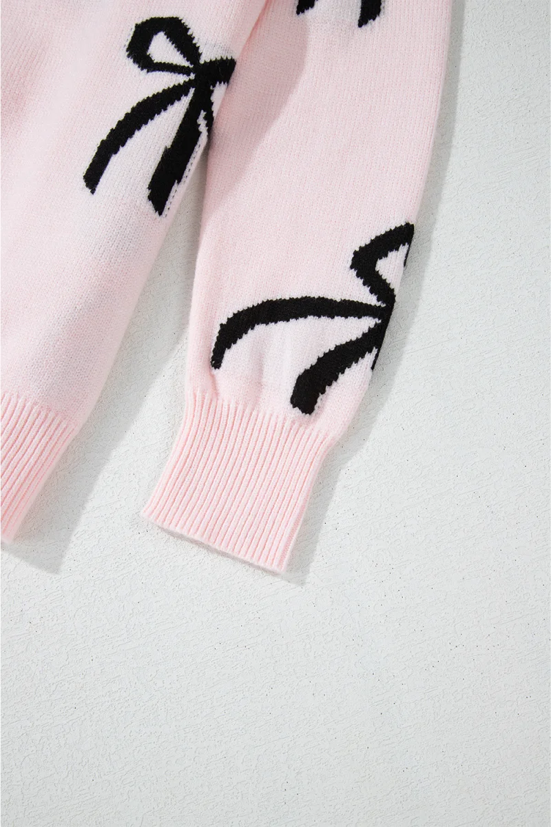 Valentine Bow Knit Sweater – Soft Loose Fit Knitted Pullover for Women - Image 13 | Lily's Pad Studio