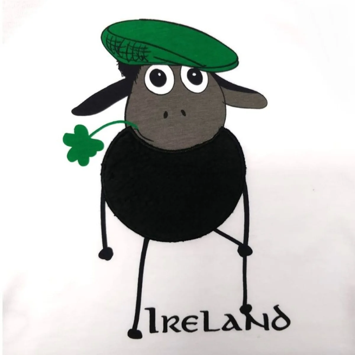 White & Emerald Ireland Sheep Kids T-Shirt - Image 2 | Lily's Pad Studio
