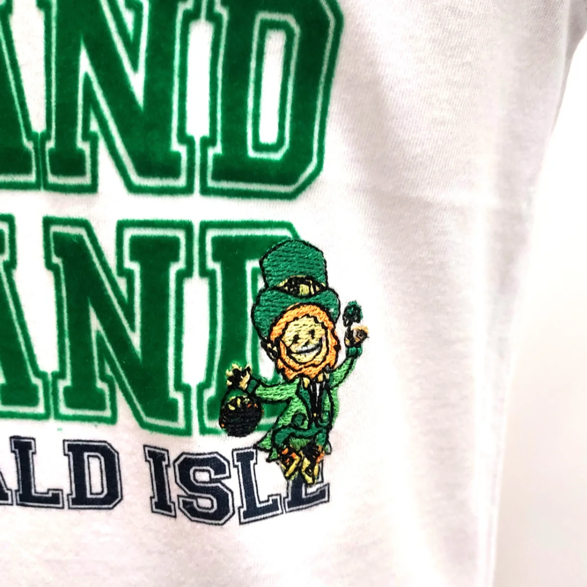 White/Green Raglan Ireland Shamrock Kids T-Shirt - Image 3 | Lily's Pad Studio