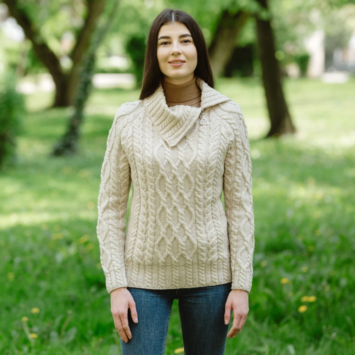 Women’s Merino Wool Zip-Neck Sweater – Classic Warm Wool Knit Pullover - Image 5 | Lily's Pad Studio