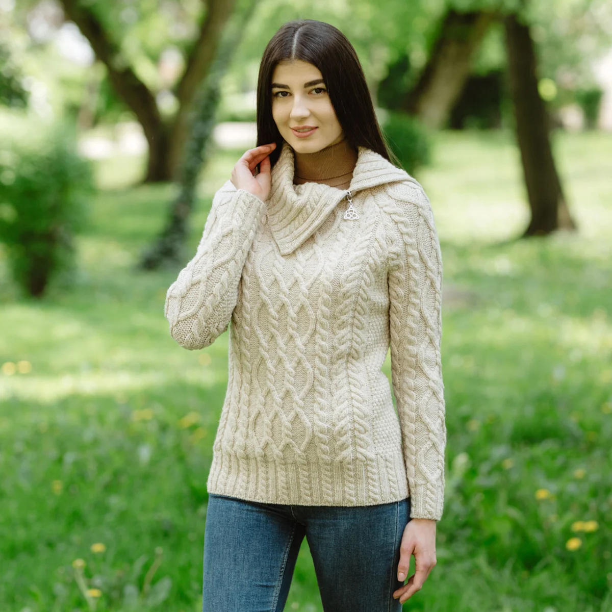 Women’s Merino Wool Zip-Neck Sweater – Classic Warm Wool Knit Pullover - Image 6 | Lily's Pad Studio