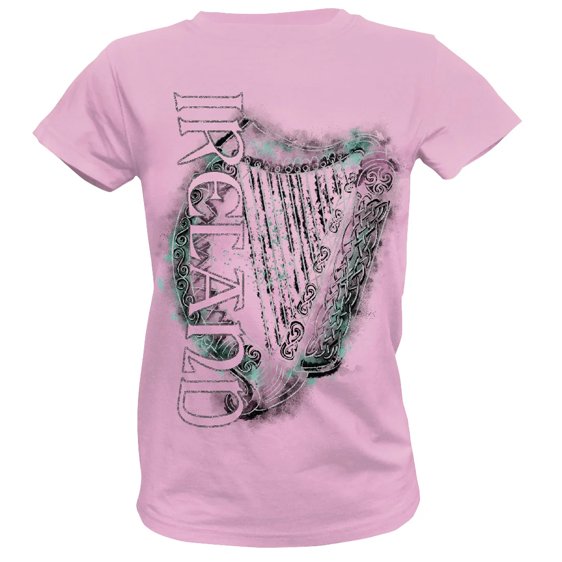 Women's Soft Pink Ireland Harp T-Shirt - Image 4 | Lily's Pad Studio